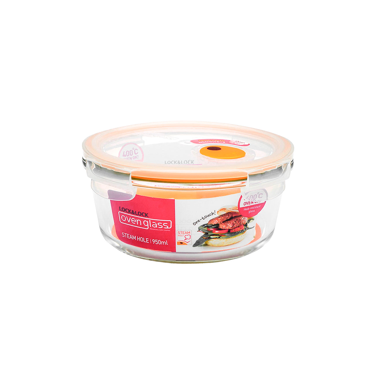 Envase Hermético Vidrio 950 ml Ovenglass Euro Redondo Tapa Ventilada