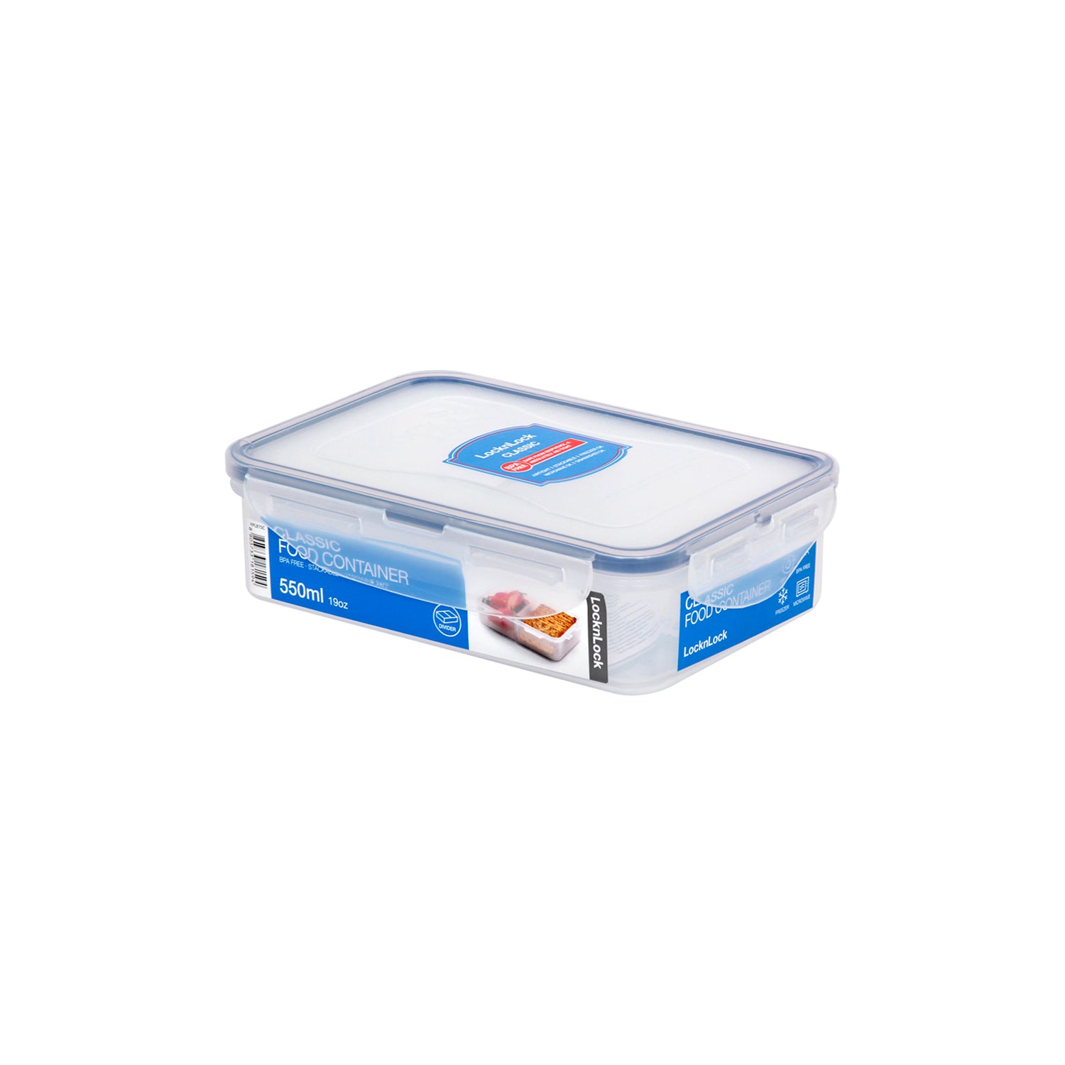 Envase Hermético Rectangular 550 ml 2 Divisiones Classic