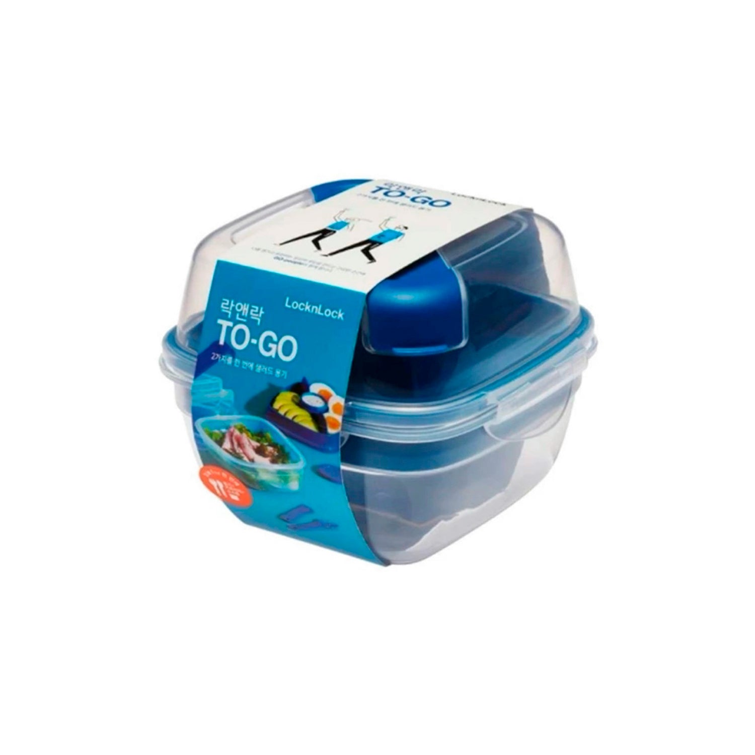 Envase Salad To Go 950 ml con Cubiertos Azul