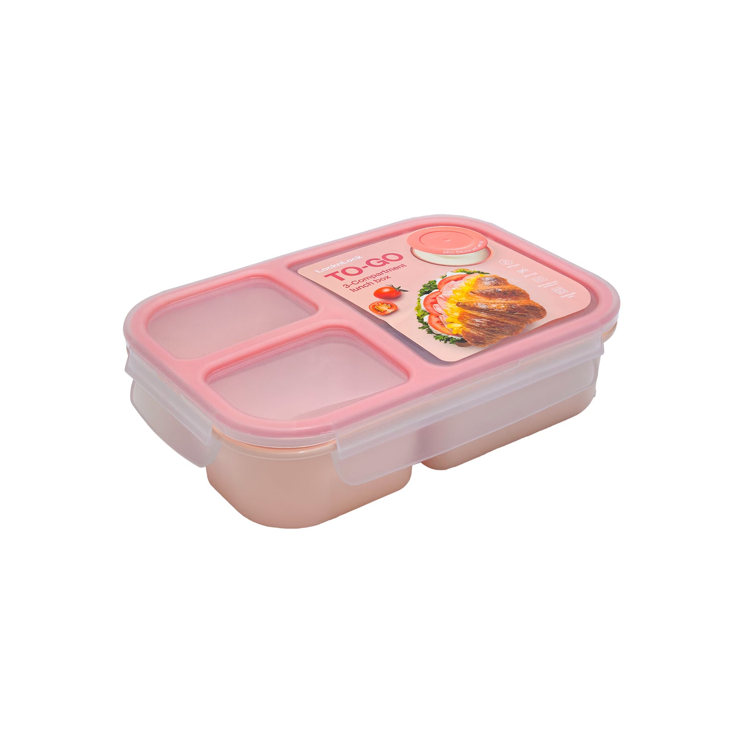 Envase Rectangular 1.5 L 3 Divisiones Rosa