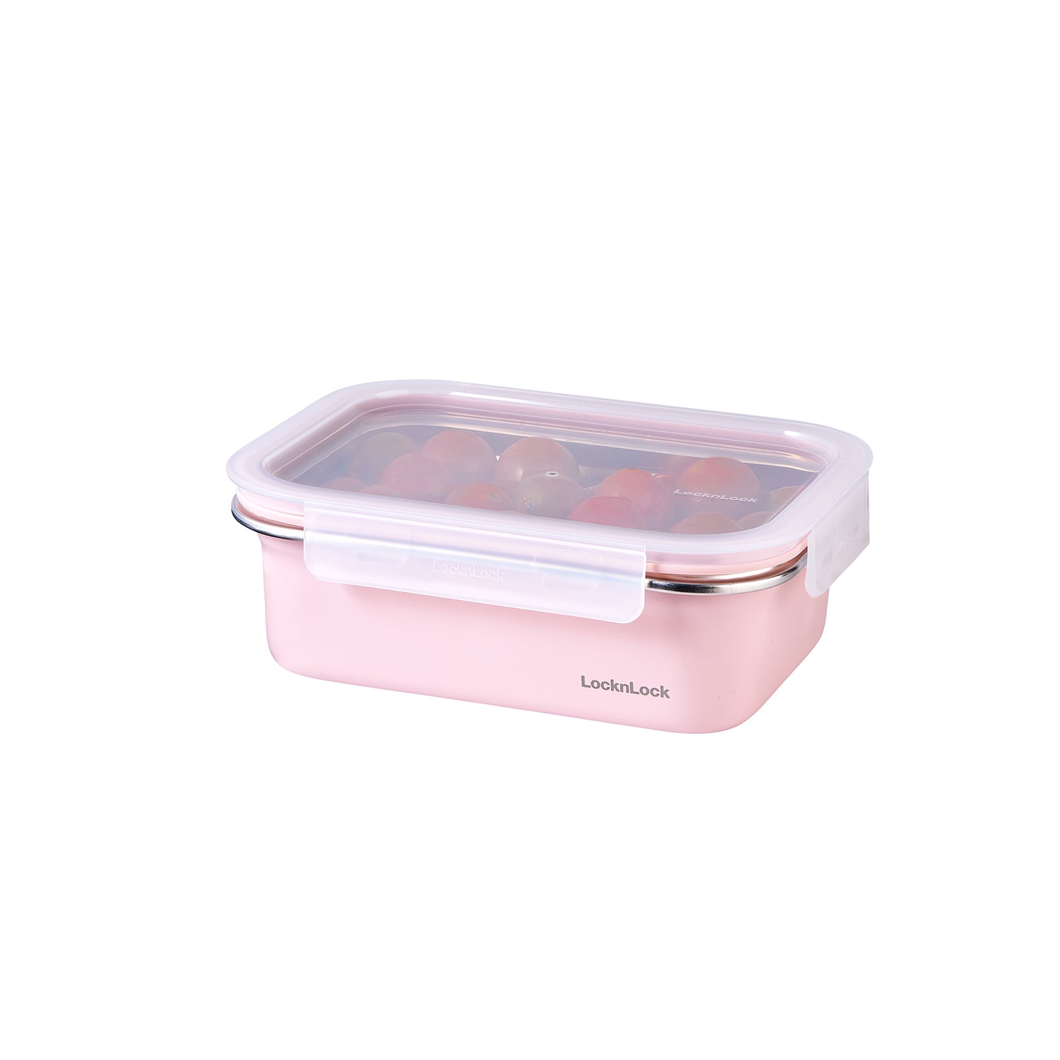 Envase Hermético Acero Rectangular 1.2 L Rosado
