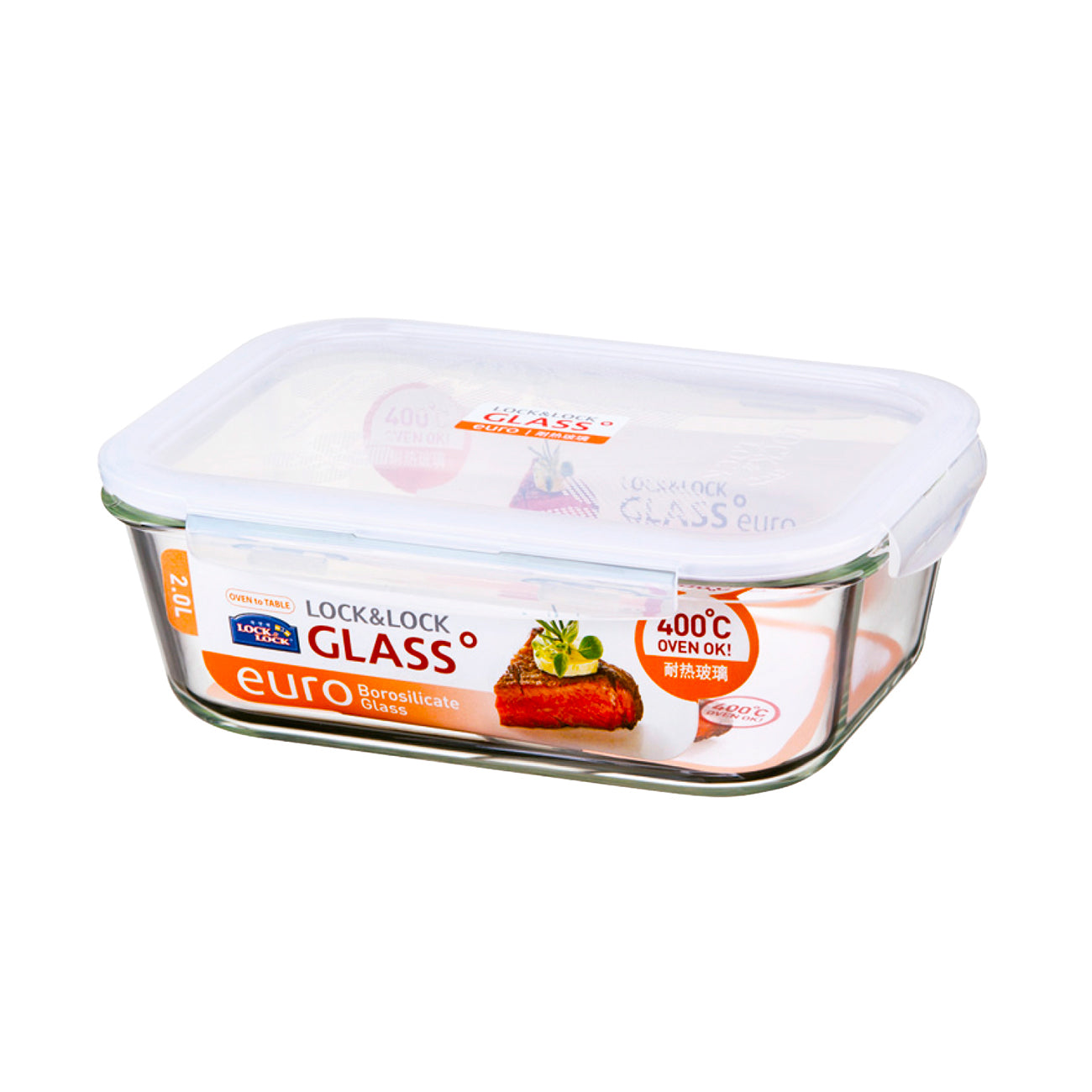 Envase Hermético Vidrio 2 L Boroseal Euro Rectangular