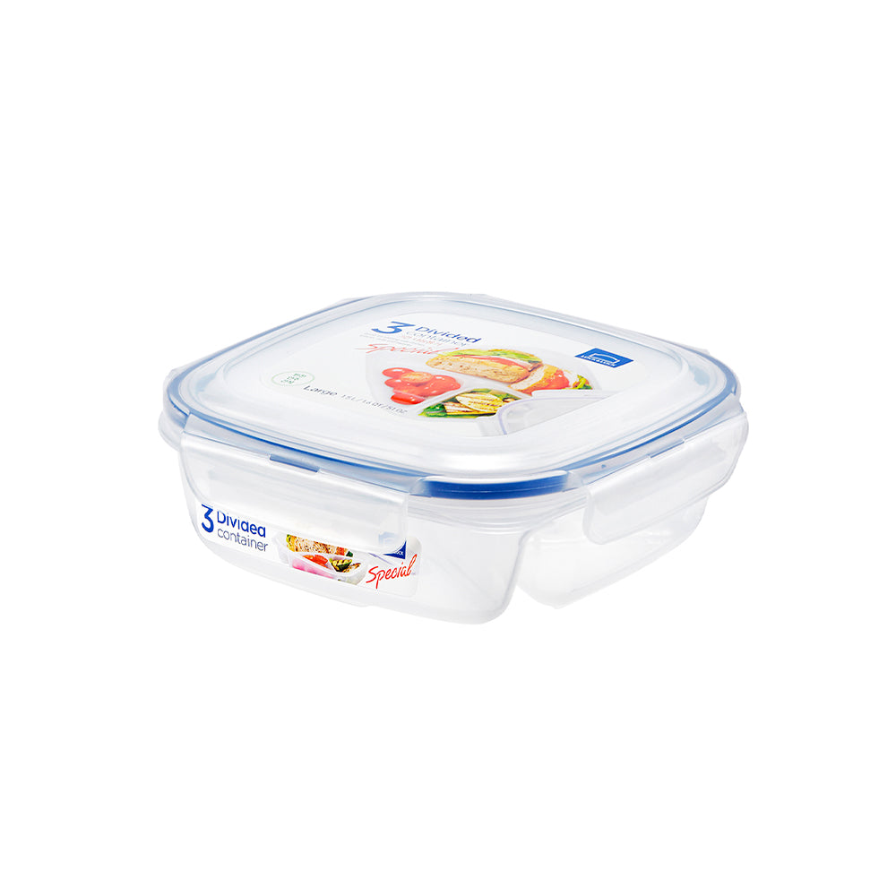 Envase Hermético Cuadrado 750 ml 3 Divisiones