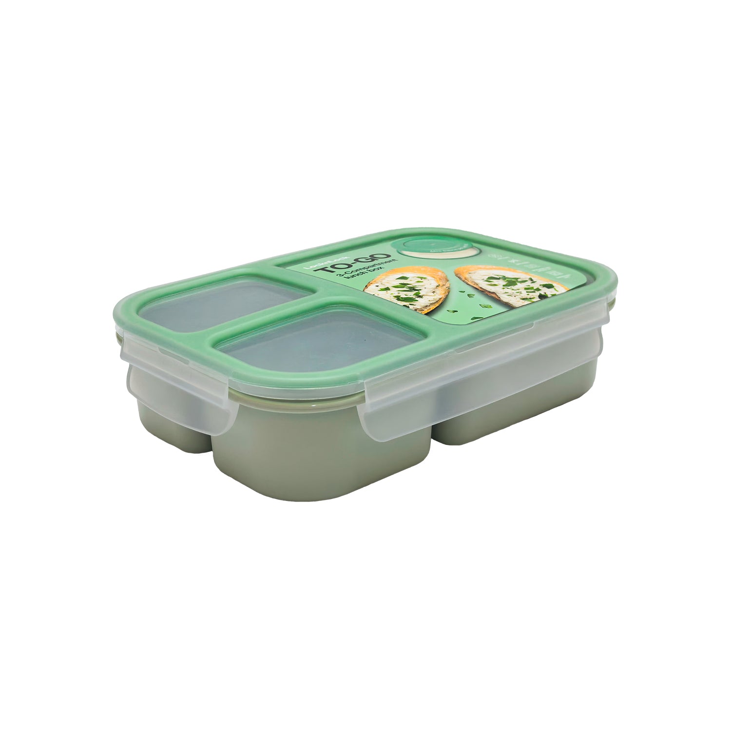 Envase Rectangular 1.5 L 3 Divisiones Menta