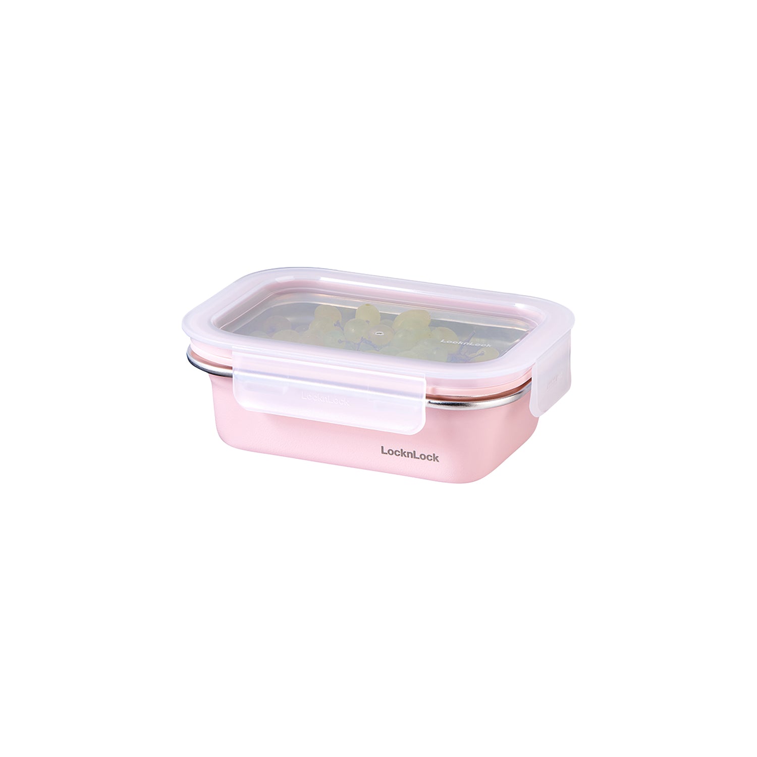 Envase Hermético Acero Inoxidable Rectangular Bajo 400 ml Rosado