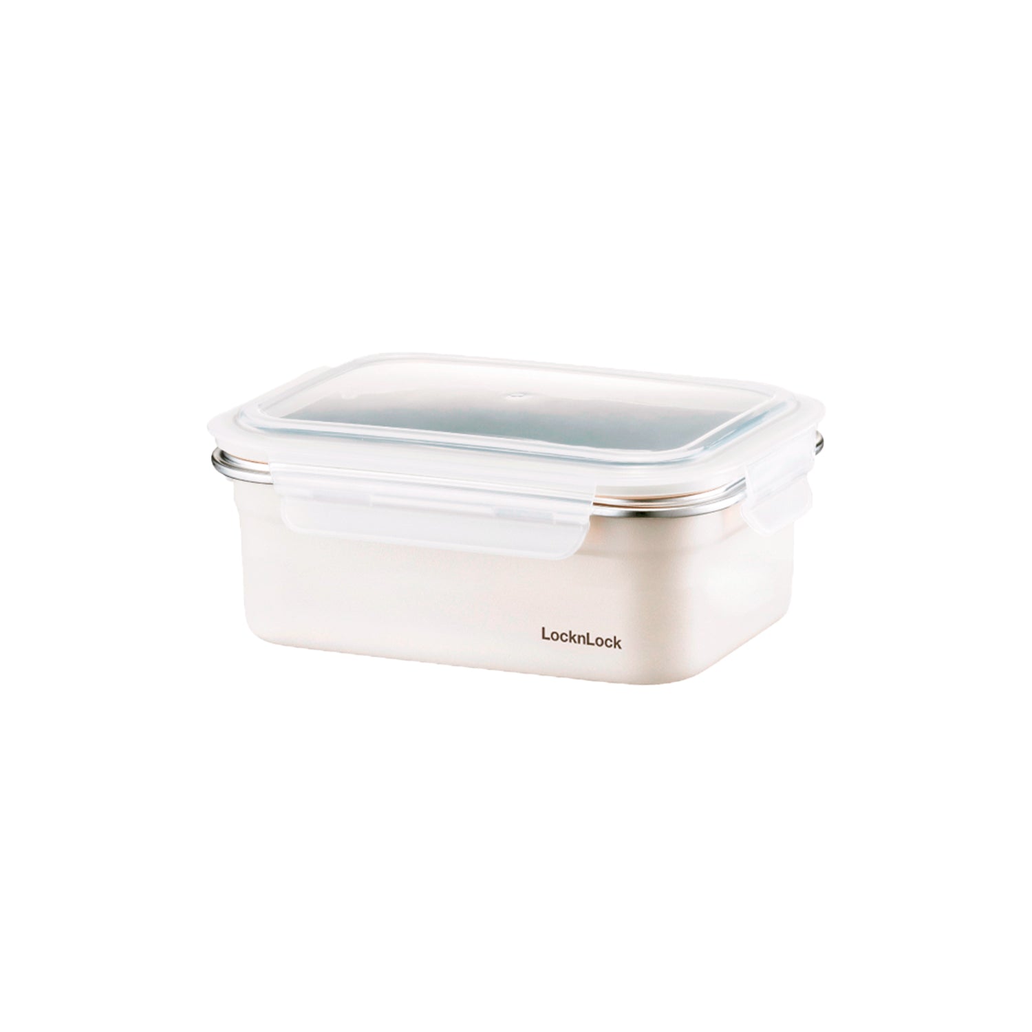 Envase Hermético Acero Rectangular Bajo 600 ml Blanco