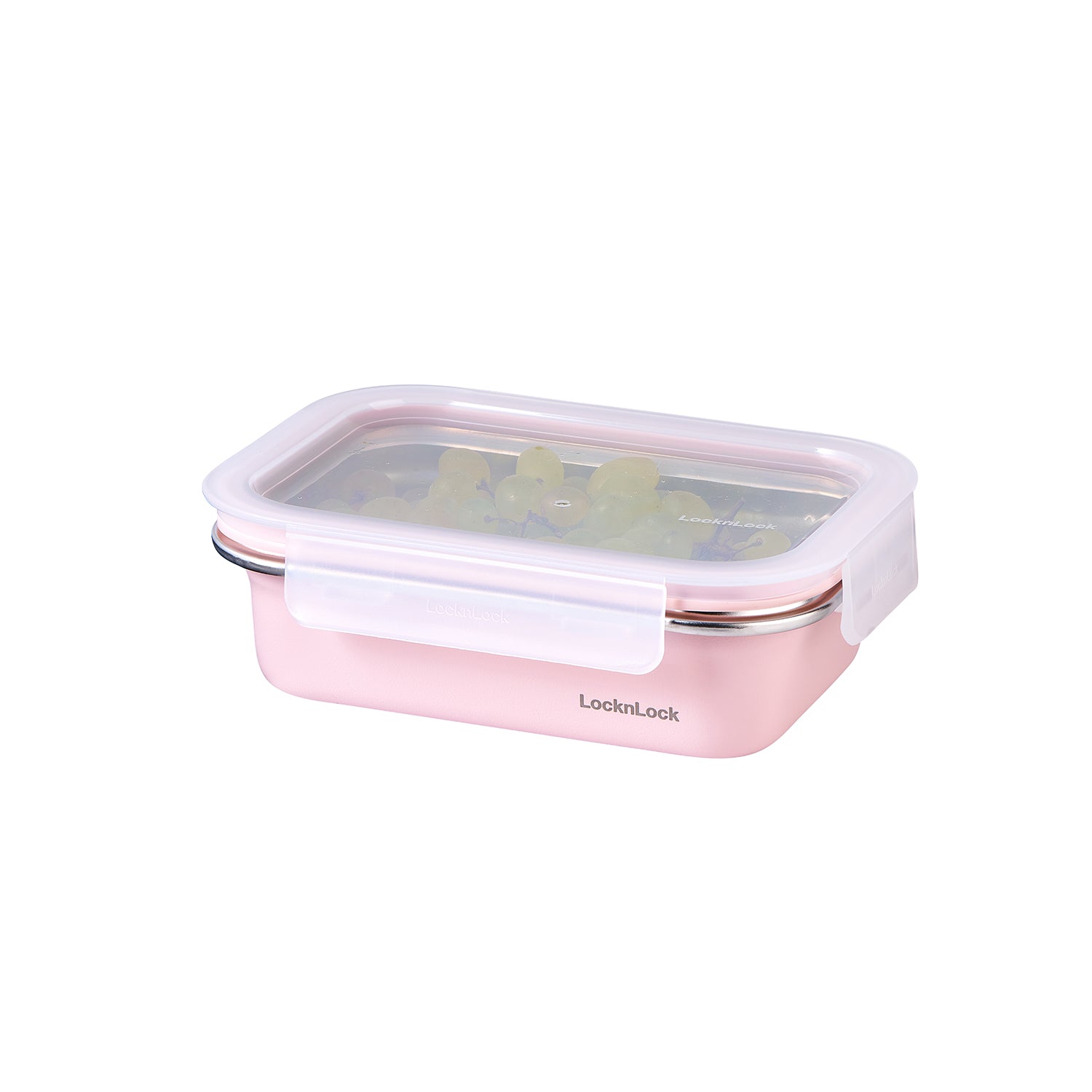 Envase Hermético Acero Inoxidable Rectangular 600 ml Rosado
